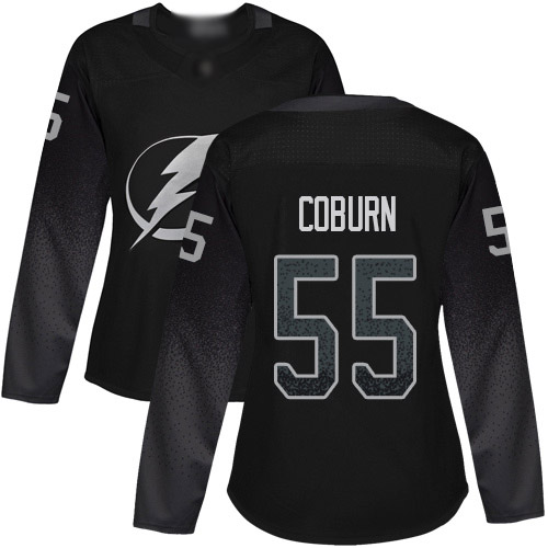 Adidas Tampa Bay Lightning 55 Braydon Coburn Black Alternate Authentic Women Stitched NHL Jersey